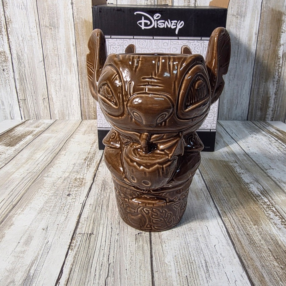 Disney Geeki Tikis Aloha Stitch Ceramic Mug  Brown Hand Painted Lilo/ Stitch - Picture 3 of 6